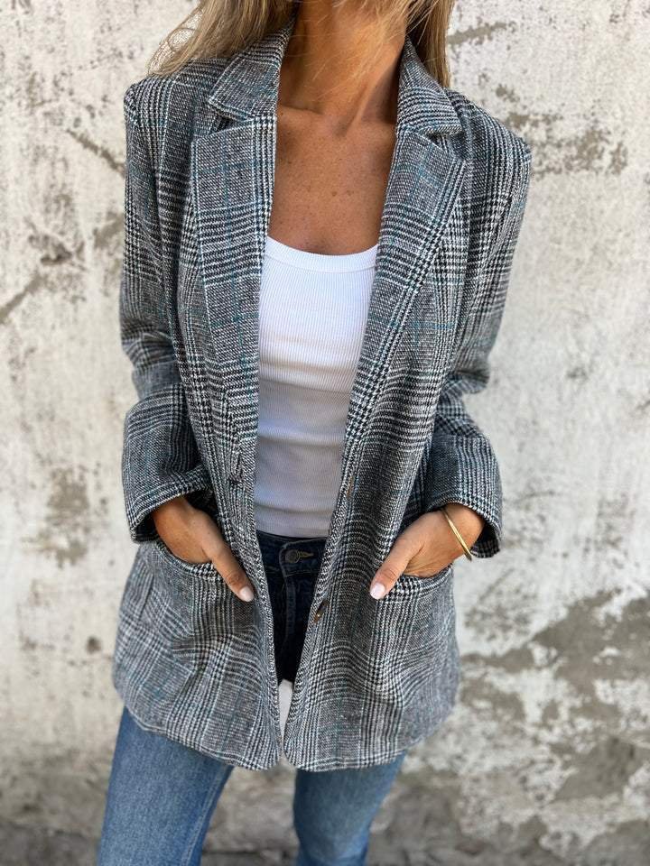 Vesara – Blazer mit eingekerbtem Revers und Karomuster