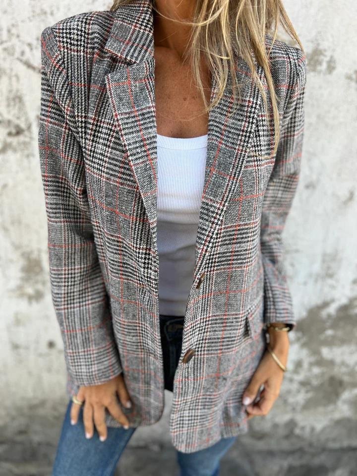 Vesara – Blazer mit eingekerbtem Revers und Karomuster