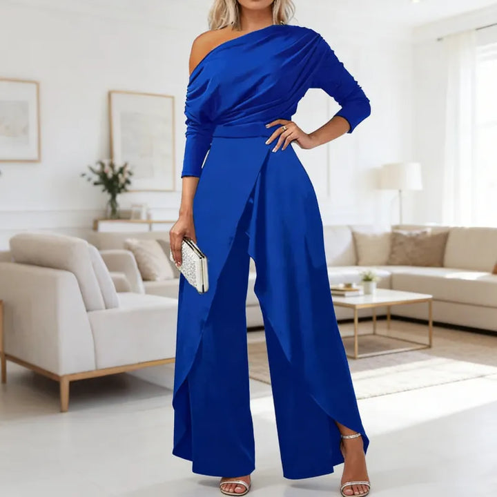 Novira – Ein-Schulter Webstoff-Jumpsuit