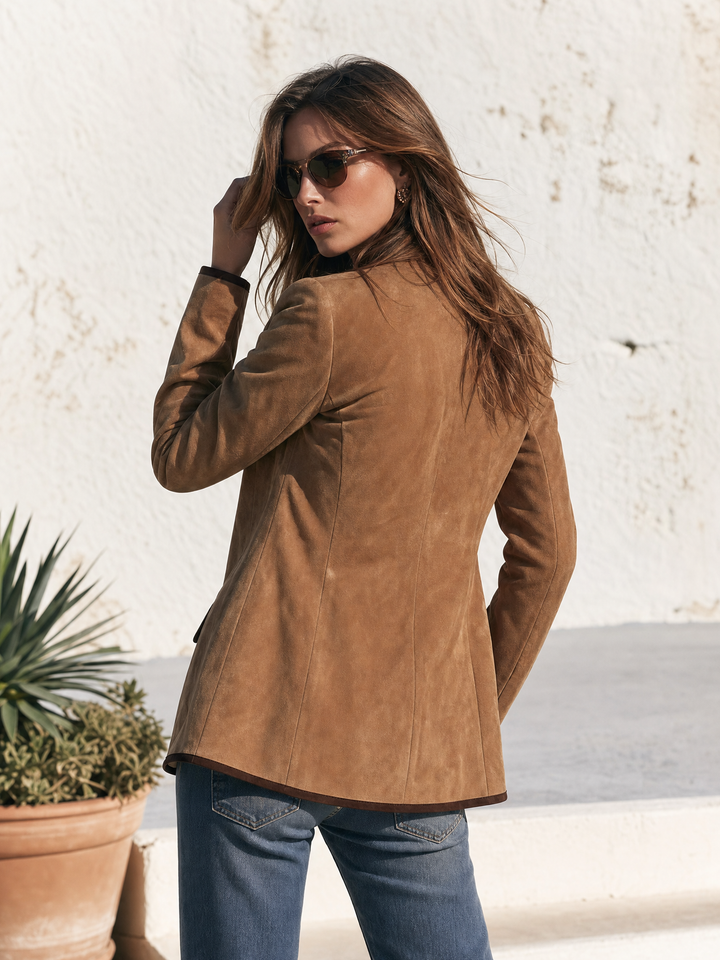 Relani – Mit Kontrastbesatz, Velourslederimitat-Blazer