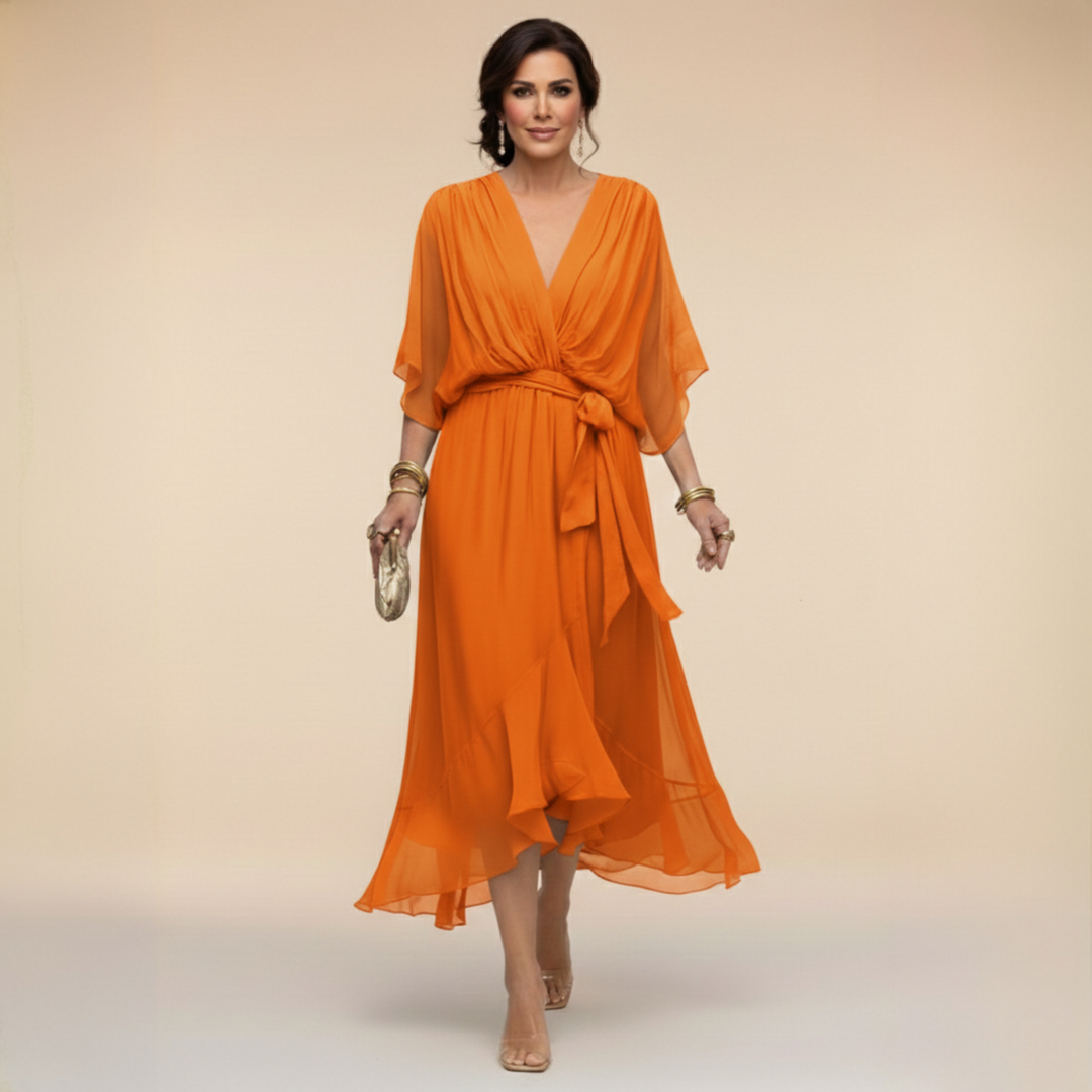 Nevaya – V-Ausschnitt transparentes Kleid