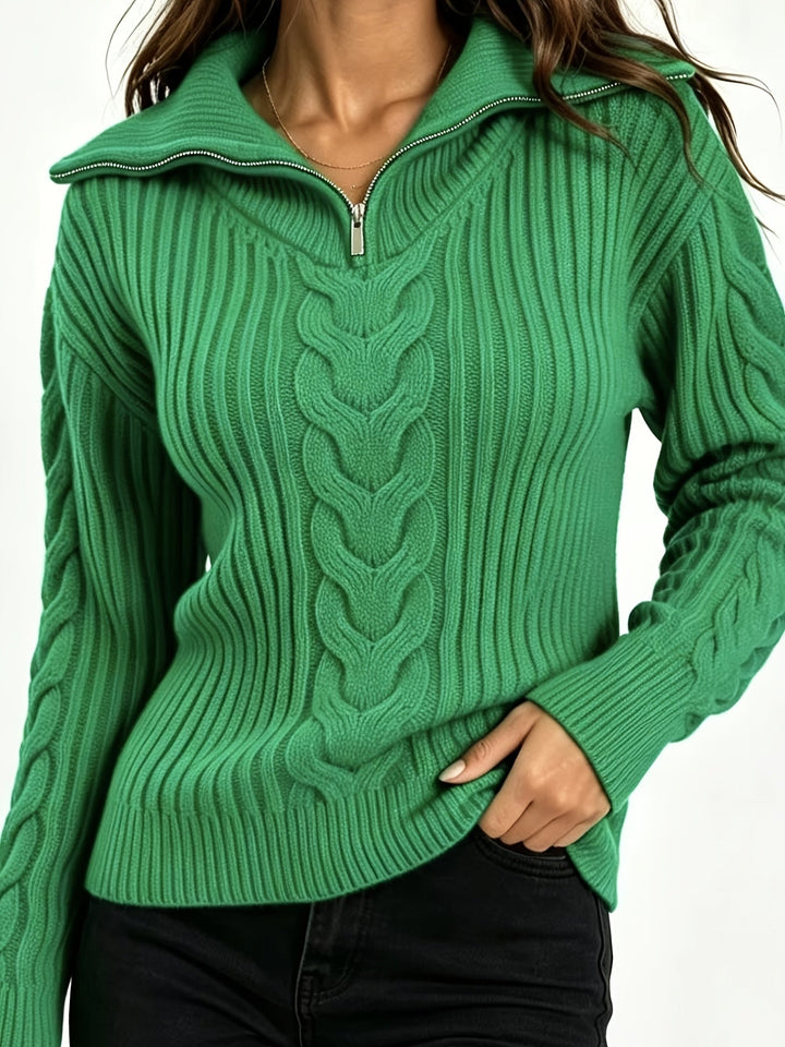 Nivara – Schulterfreier Zopfmuster-Pullover