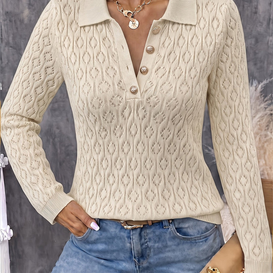 Avenya – offen gestrickter Polo-Pullover