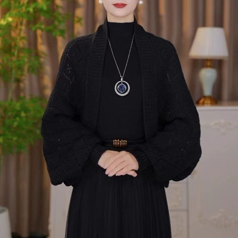 Eryla – Schal-Strickjacke aus Ajourstrick