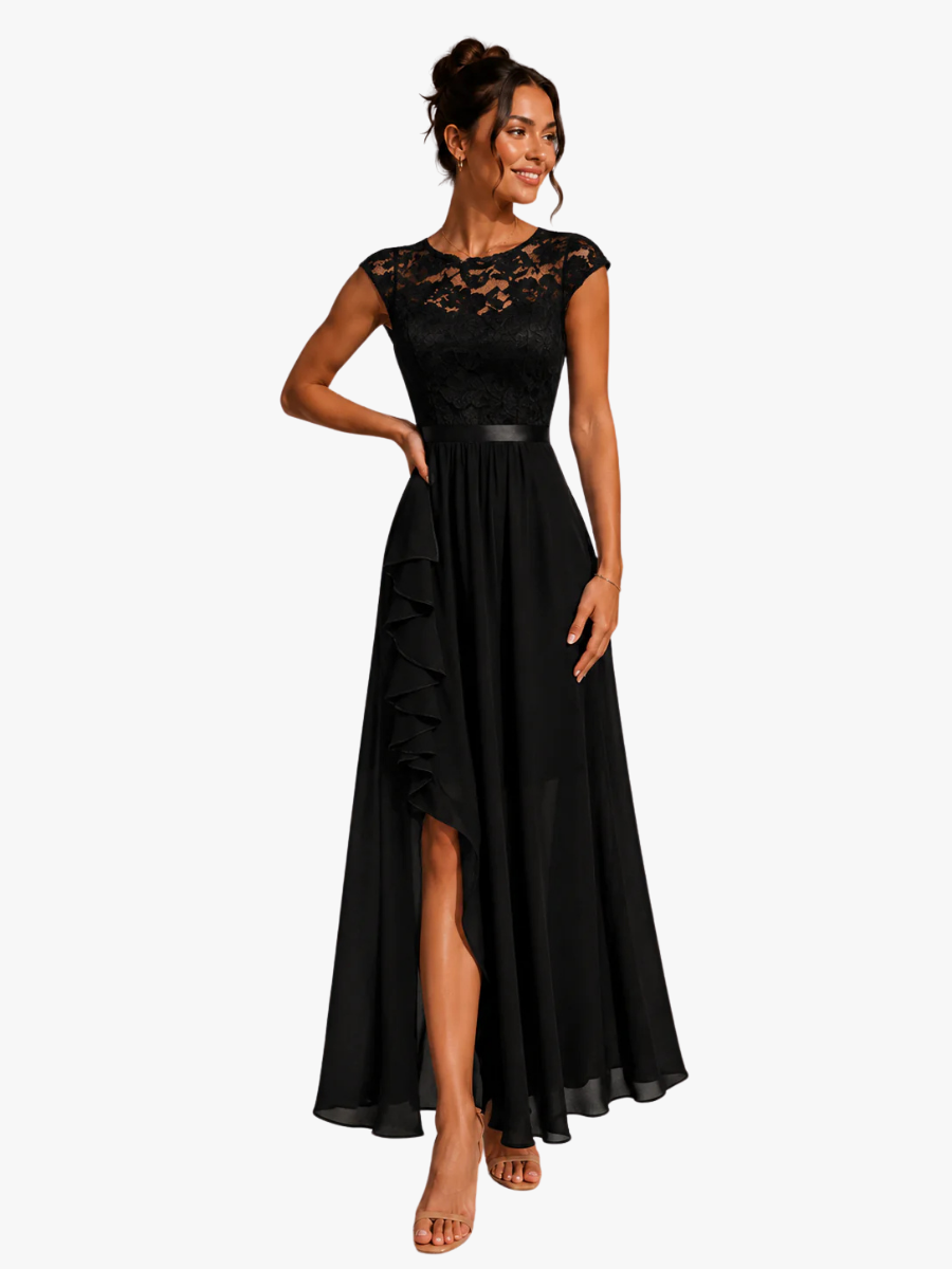 Verine – Maxikleid mit transparentem Ausschnitt