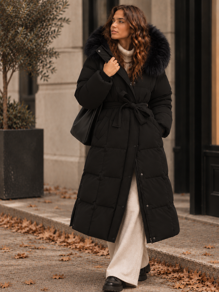 Solyne – Gürtelte Pufferjacke mit Baumwollfüllung