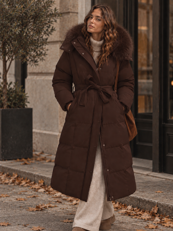 Solyne – Gürtelte Pufferjacke mit Baumwollfüllung