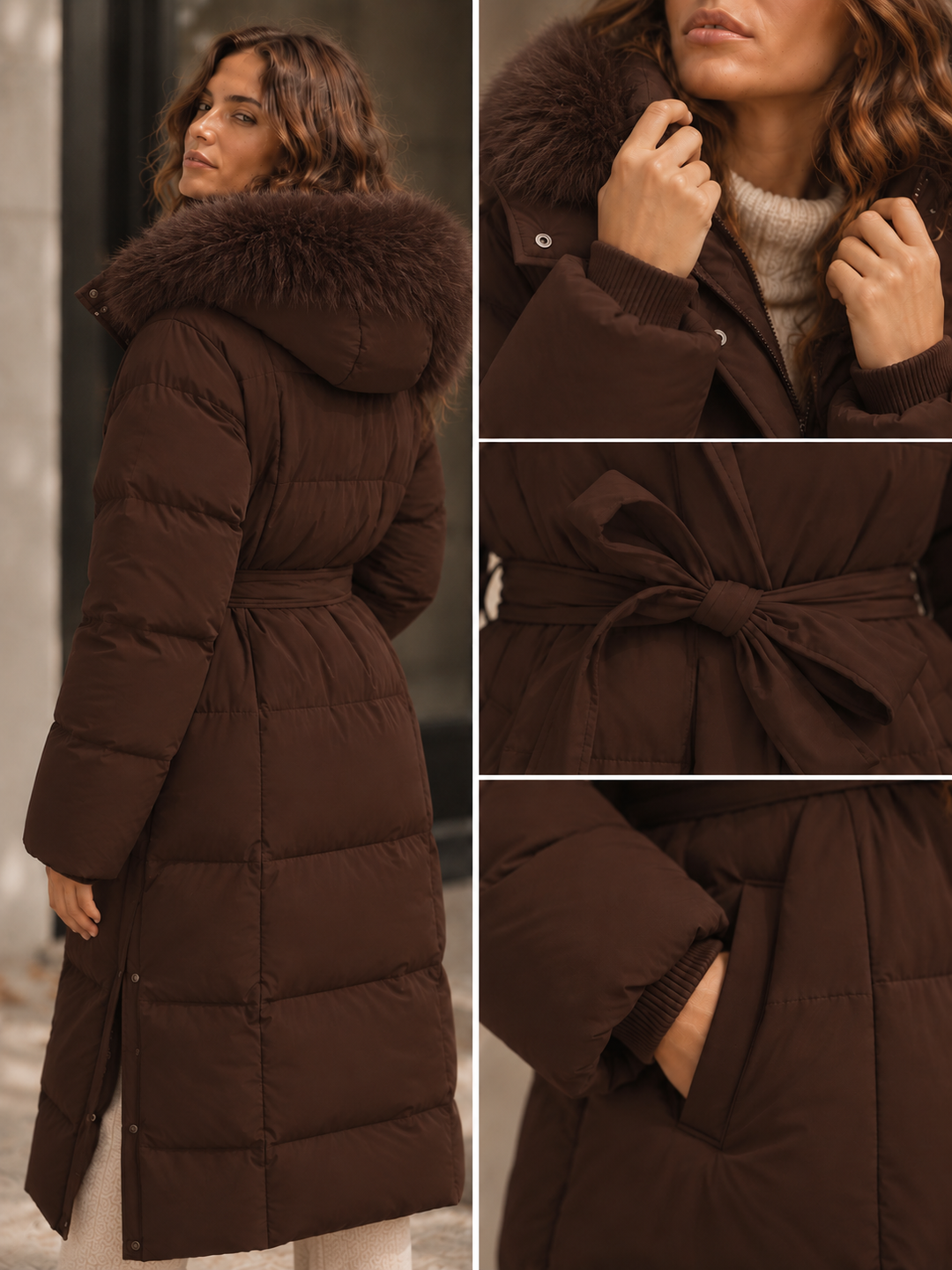 Solyne – Gürtelte Pufferjacke mit Baumwollfüllung