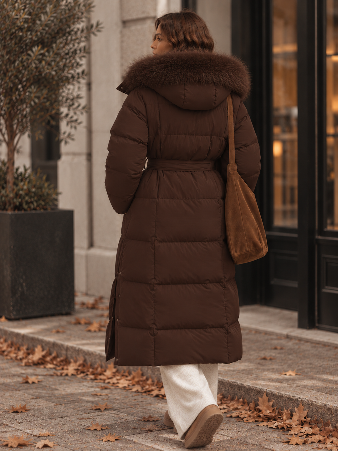 Solyne – Gürtelte Pufferjacke mit Baumwollfüllung