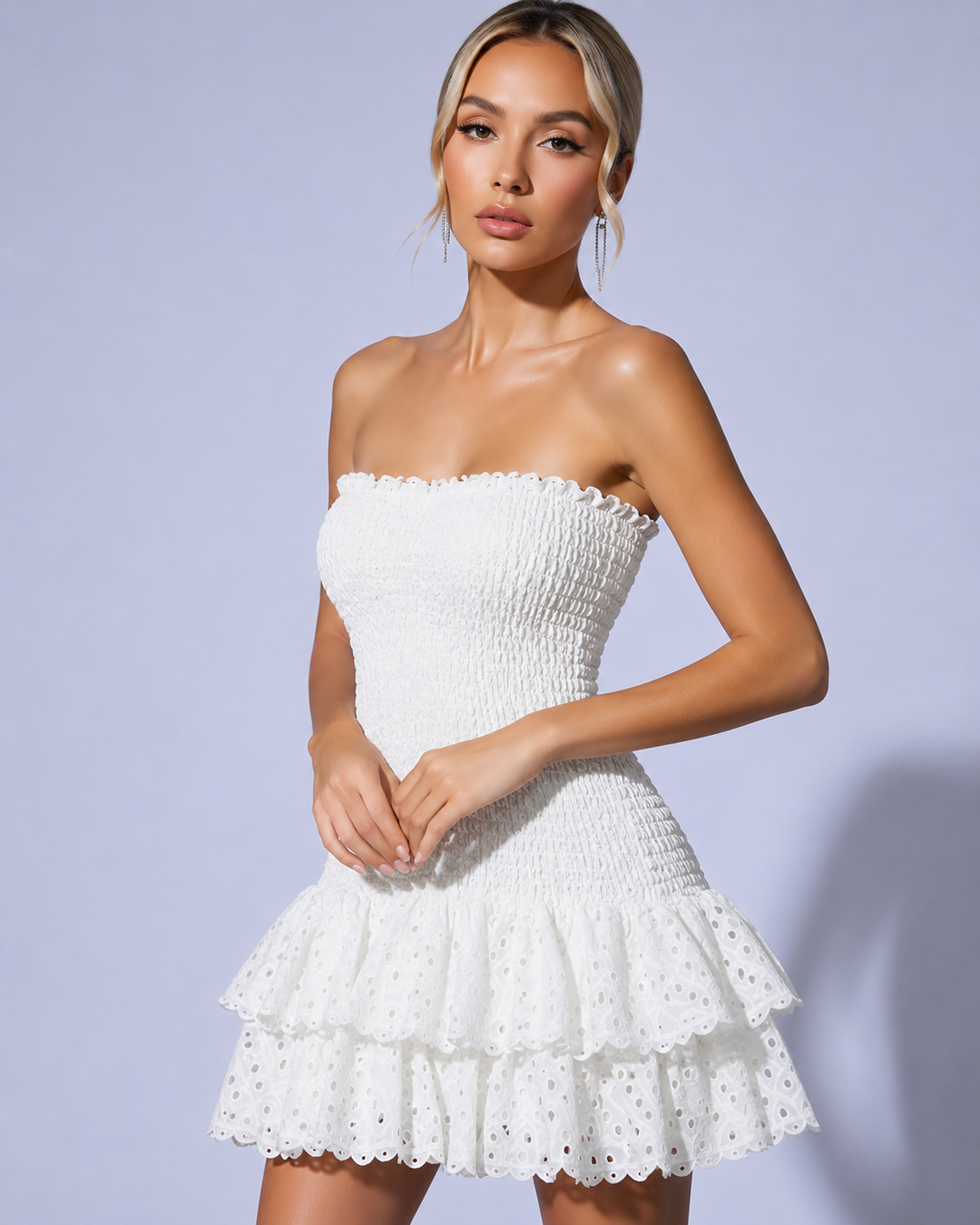 Sevra – Rüschendetail, gewebtes Minikleid