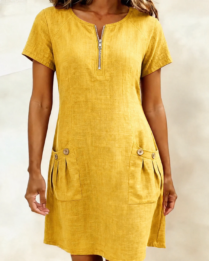 Velira – Midi-Kleid aus Baumwollmischung mit Knopfleiste
