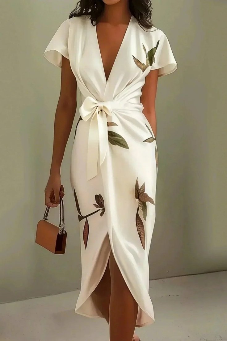 Ilyra – Wickelfront-Kleid mit polierter Oberfläche