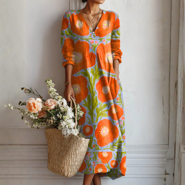 Ivenna – Canvas-Kleid mit abstrakt-geometrischem Druck