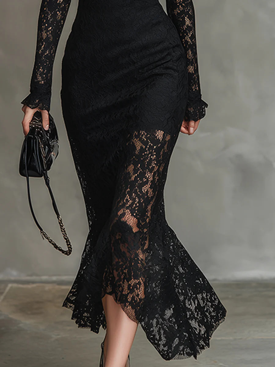 Kelira – Maxikleid mit Fischschwanzsaum aus Spitze