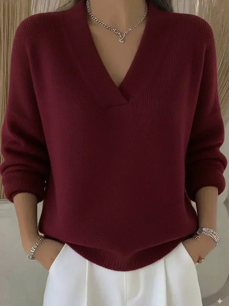 Vesara – V-Ausschnitt-Feinstrickpullover