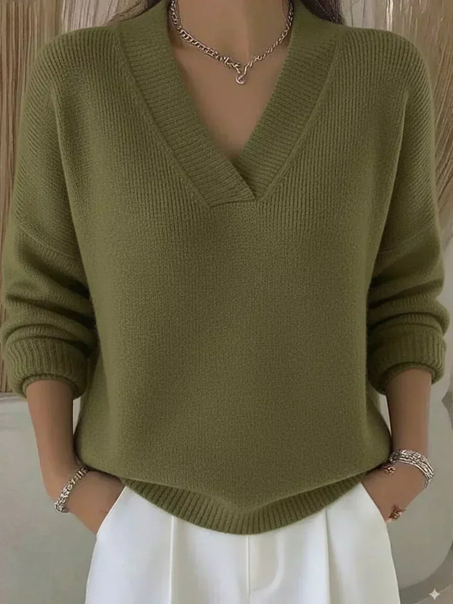 Vesara – V-Ausschnitt-Feinstrickpullover