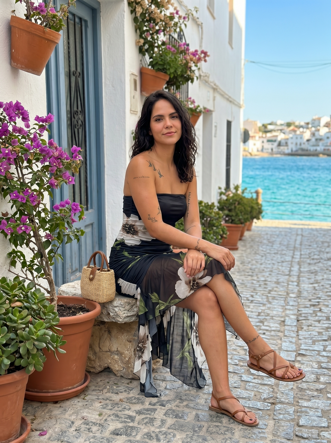 Nivara – asymmetrisches Rüschen-Strickkleid