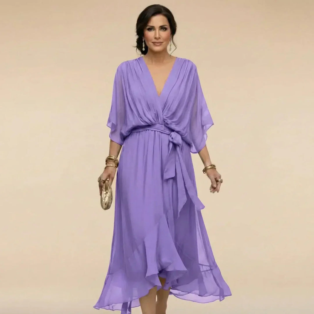 Nevaya – V-Ausschnitt transparentes Kleid