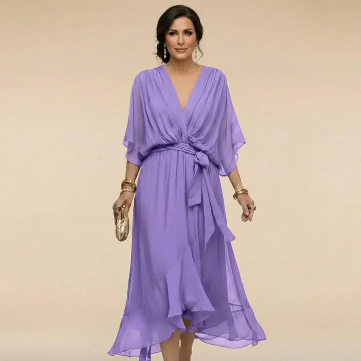 Nevaya – V-Ausschnitt transparentes Kleid