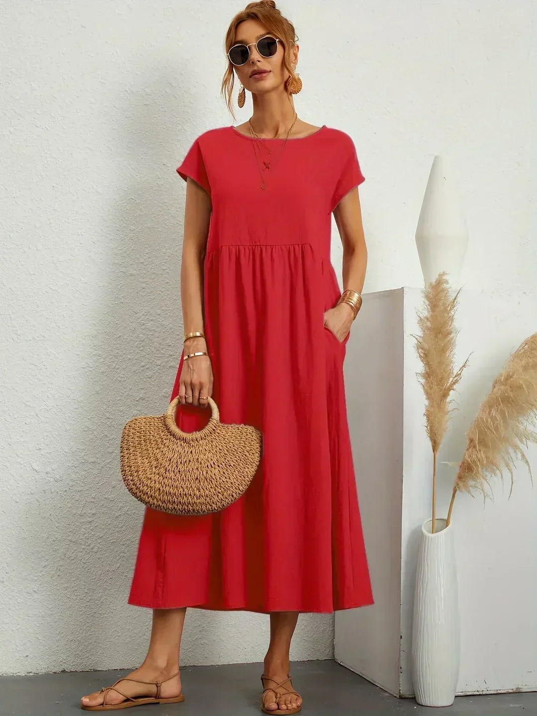Calira – Midi-Baumwollkleid
