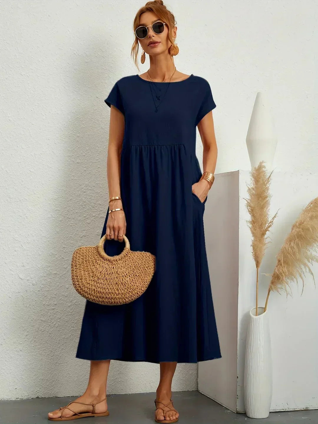 Calira – Midi-Baumwollkleid