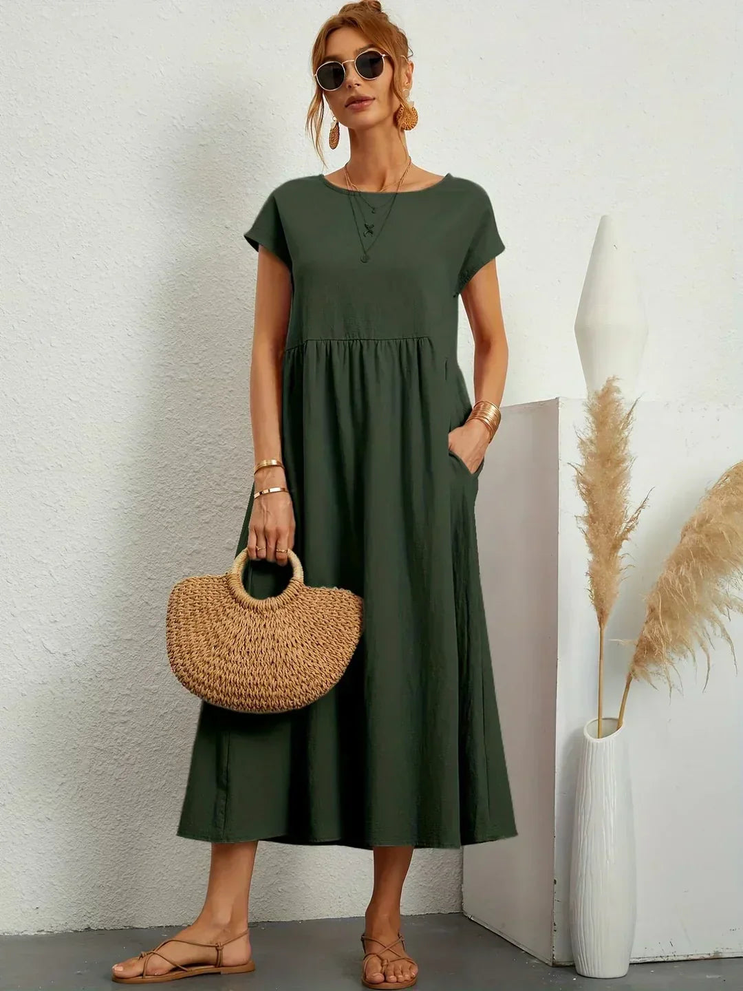 Calira – Midi-Baumwollkleid
