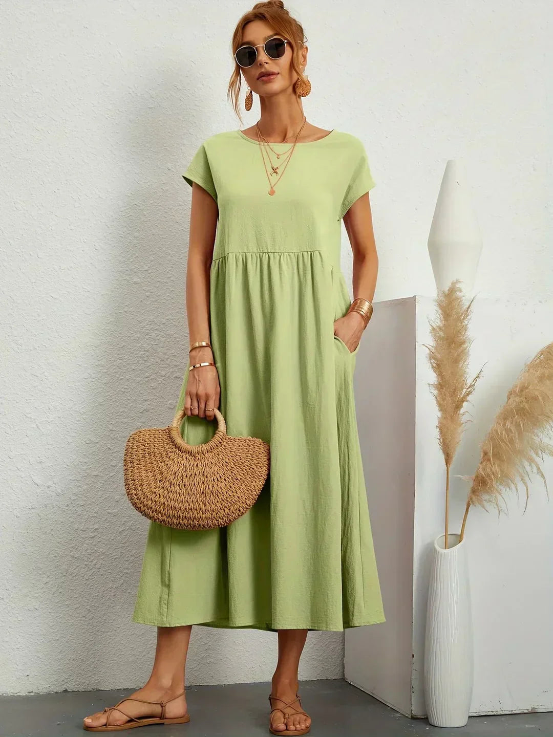 Calira – Midi-Baumwollkleid