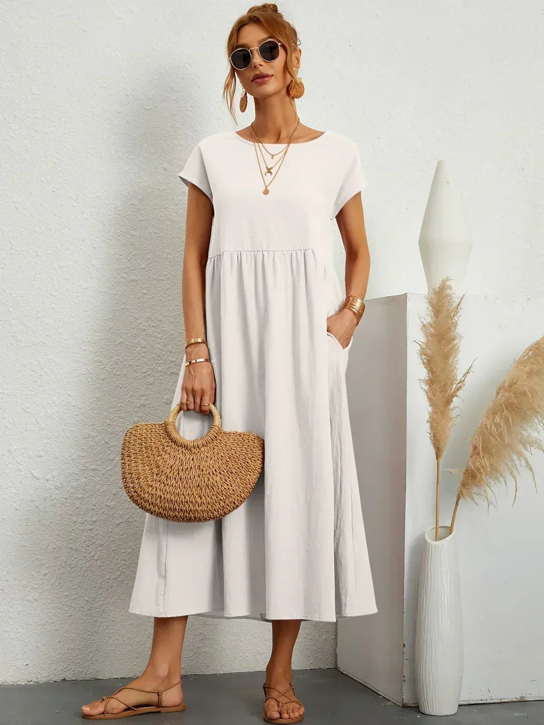 Calira – Midi-Baumwollkleid