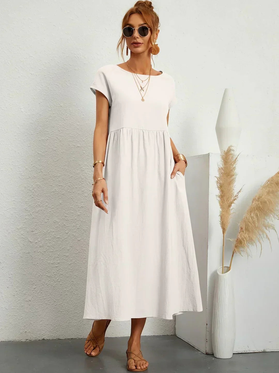Calira – Midi-Baumwollkleid