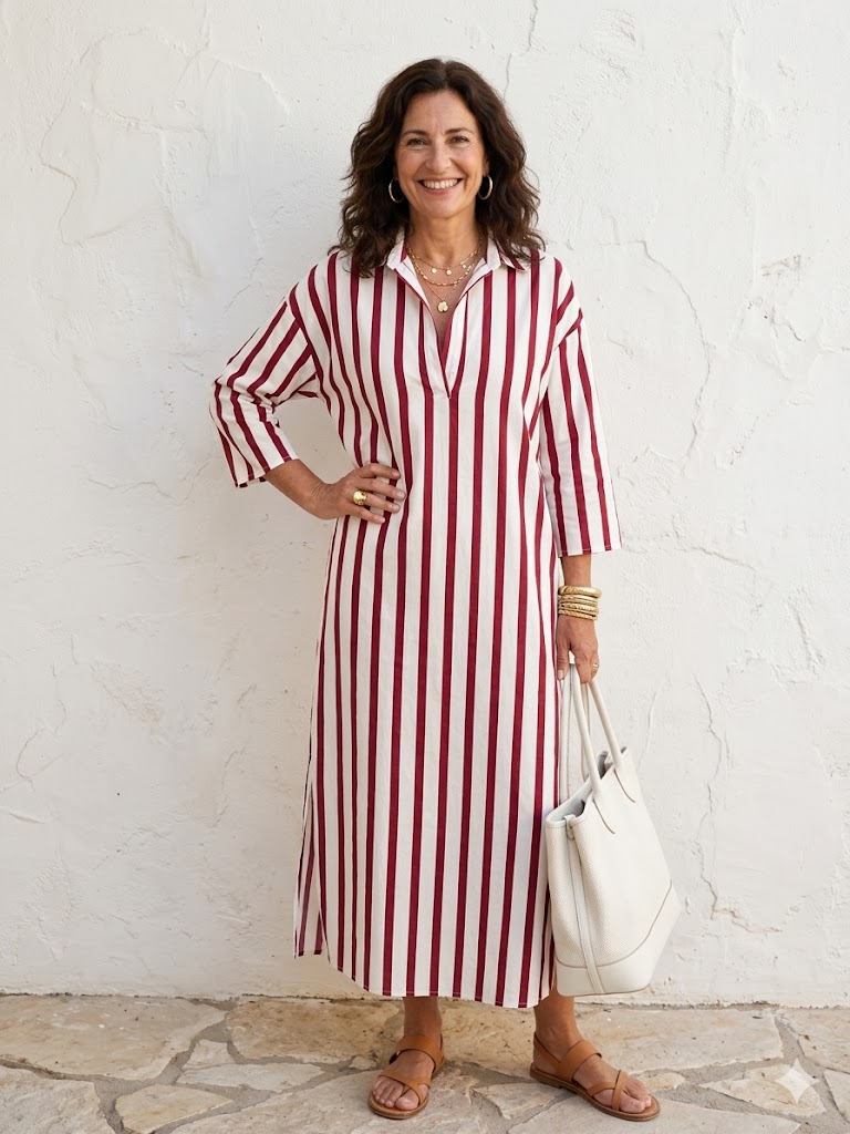 Velira – Midi-Hemdkleid mit vertikalen Streifen