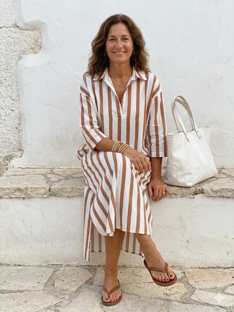 Velira – Midi-Hemdkleid mit vertikalen Streifen