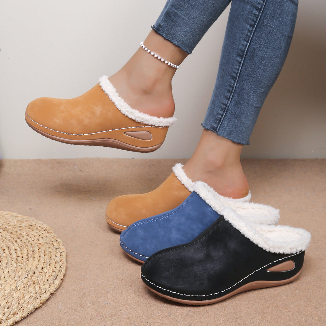 Mireva – weiter Zehenbereich, Fellfutter-Sandalen