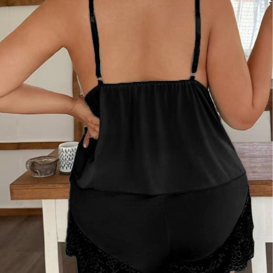 Virela – Spitzen-Babydoll-Set mit verstellbaren Trägern