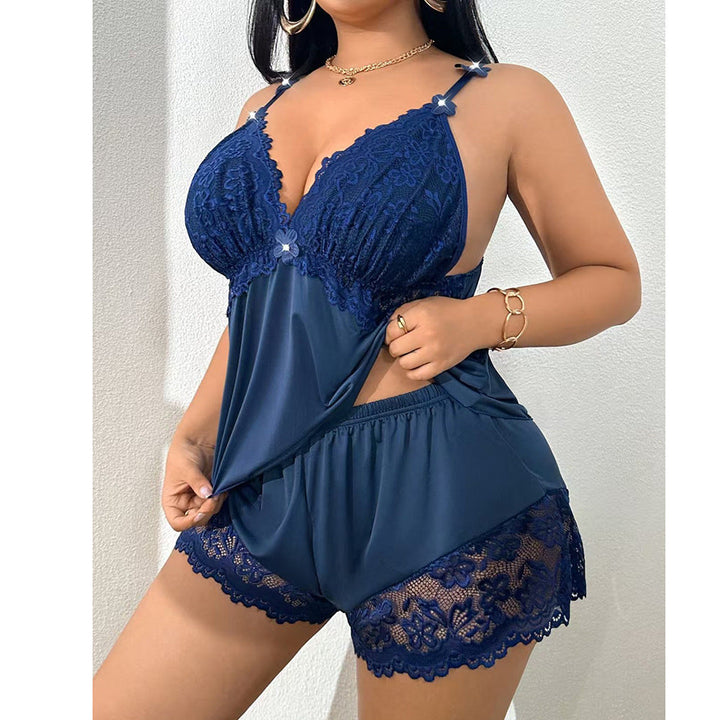 Virela – Spitzen-Babydoll-Set mit verstellbaren Trägern