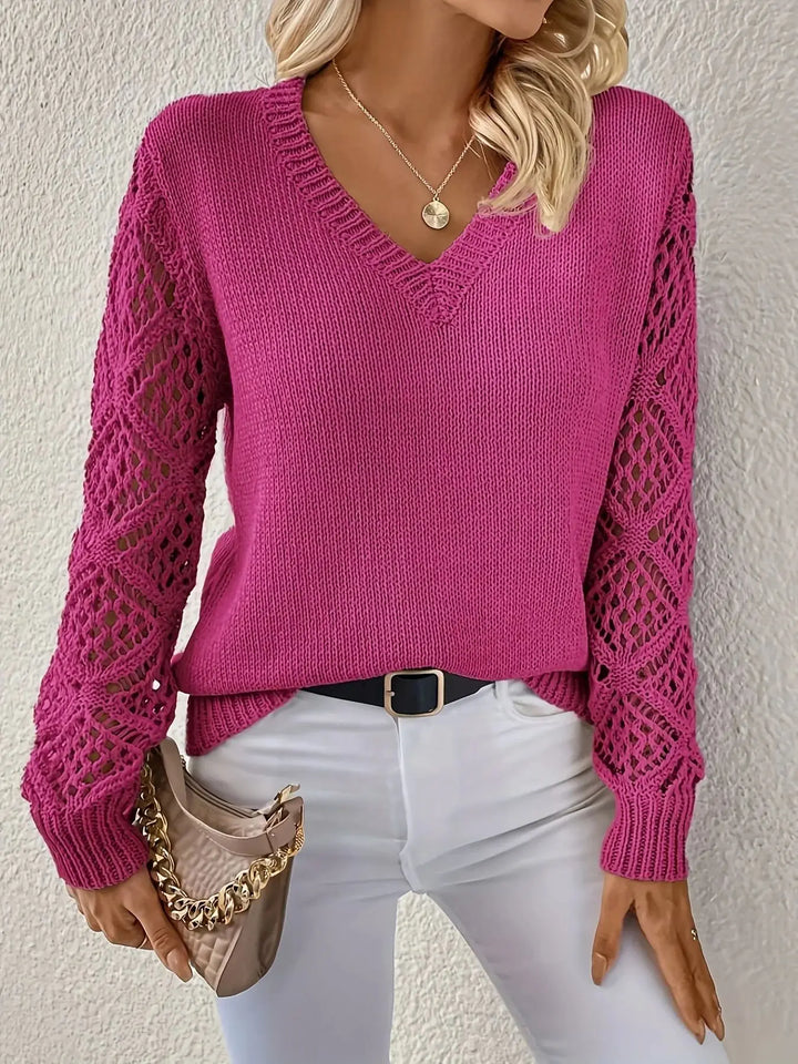 Nalise – V-Ausschnitt Jersey-Strickpullover
