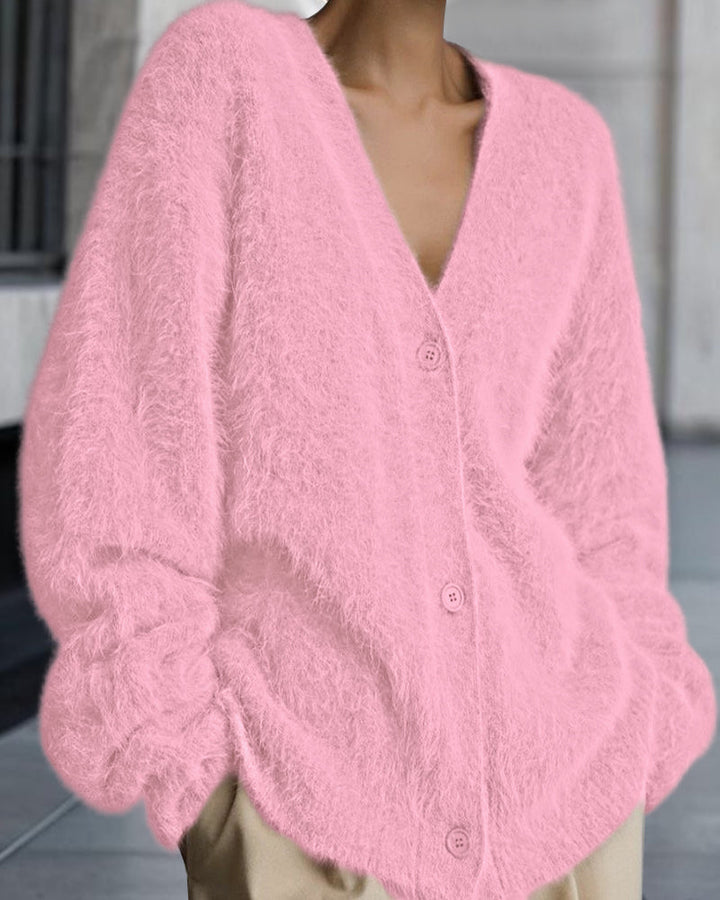Vesina – Flauschstrickjacke mit überschnittenen Schultern
