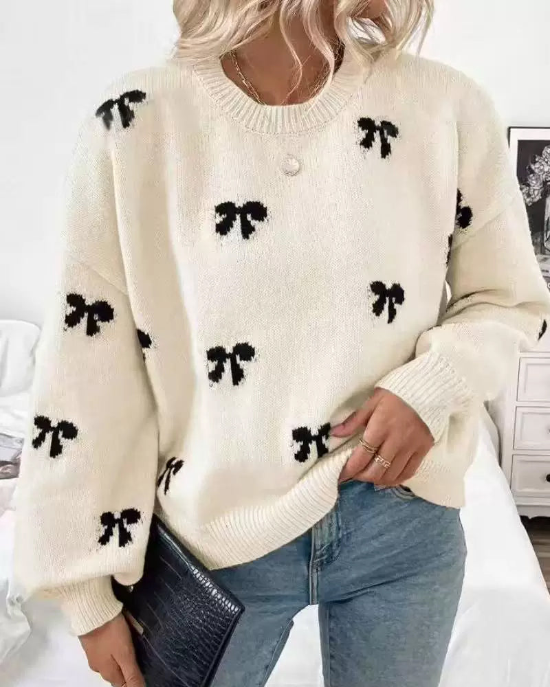 Novira – Strickpullover mit Allover-Schleifenmotiv