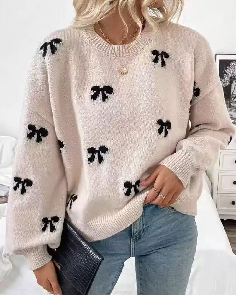 Novira – Strickpullover mit Allover-Schleifenmotiv