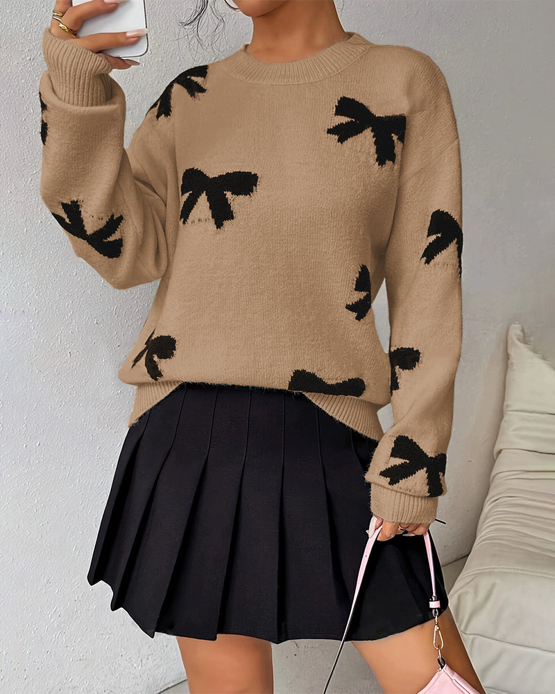 Noreli – mit Schleife, Jacquard-Stricktop