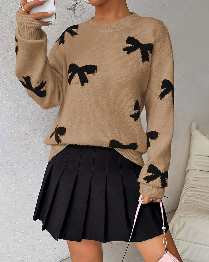 Noreli – mit Schleife, Jacquard-Stricktop