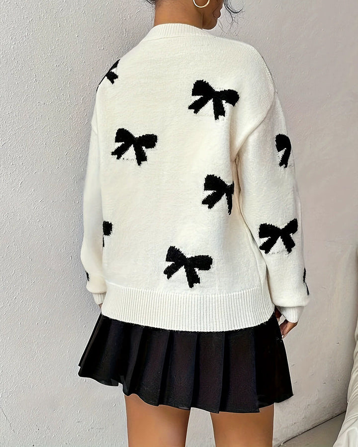Noreli – mit Schleife, Jacquard-Stricktop