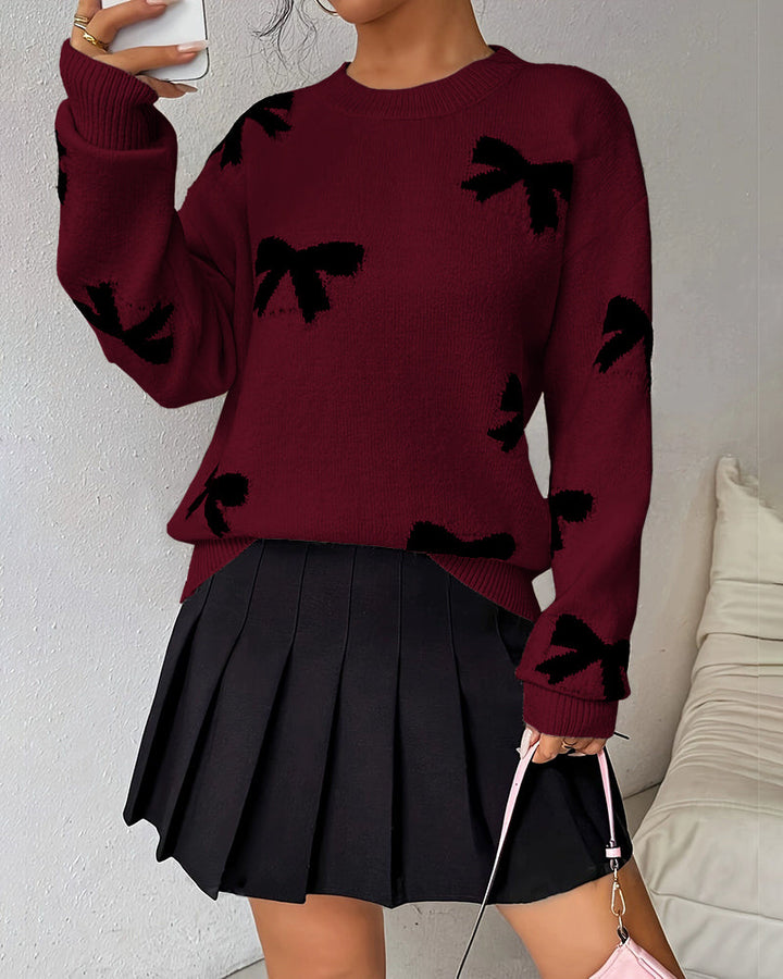 Noreli – mit Schleife, Jacquard-Stricktop