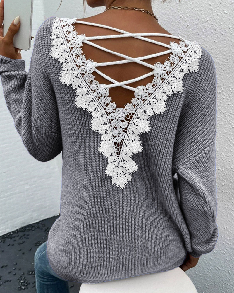 Zerla – Rückenfreier Strickpullover