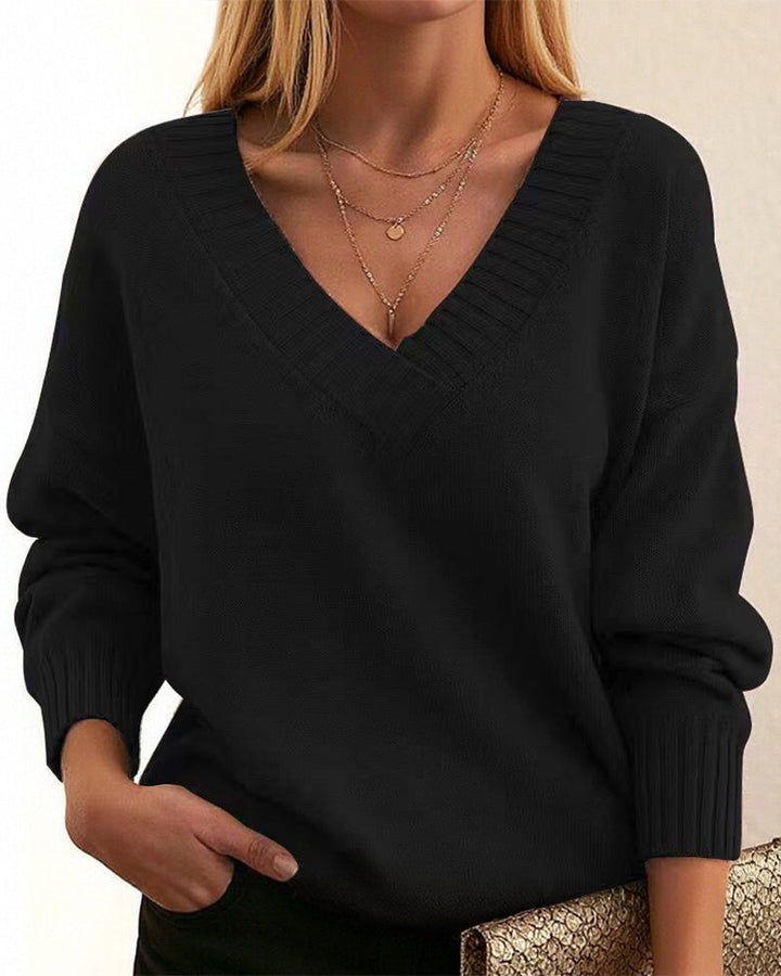Zevina – V-Ausschnitt-Strickpullover