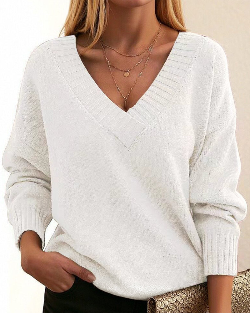Zevina – V-Ausschnitt-Strickpullover