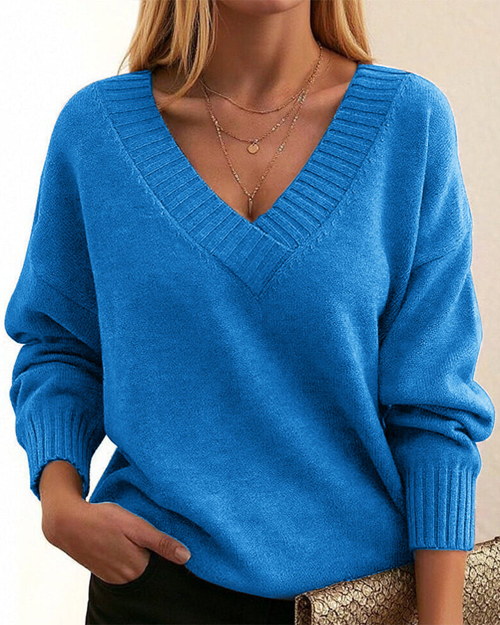 Zevina – V-Ausschnitt-Strickpullover