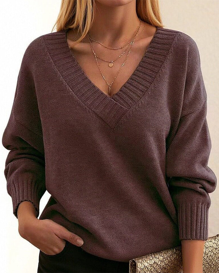 Zevina – V-Ausschnitt-Strickpullover