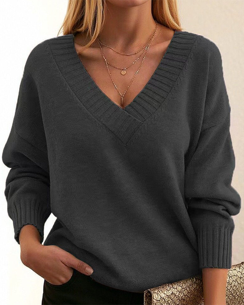 Zevina – V-Ausschnitt-Strickpullover