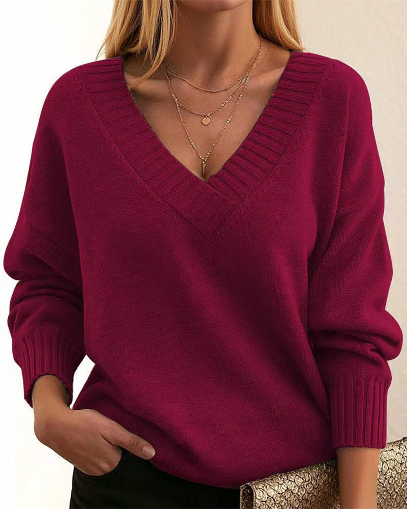 Zevina – V-Ausschnitt-Strickpullover