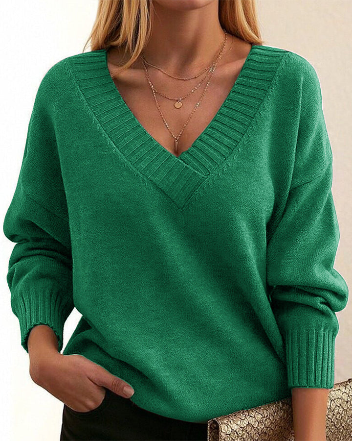 Zevina – V-Ausschnitt-Strickpullover